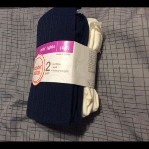 New 2 pair of girls S 4-6 tights blue and cream